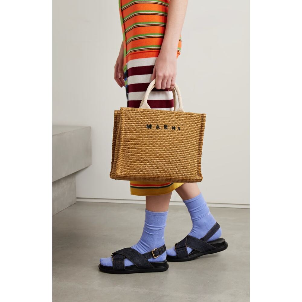 Marni Small Basket Faux Raffia Tote Bag - Picture 3 of 10